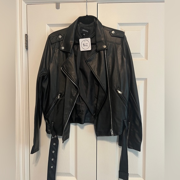 Biker Jacket Faux Leather - Picture 1 of 5